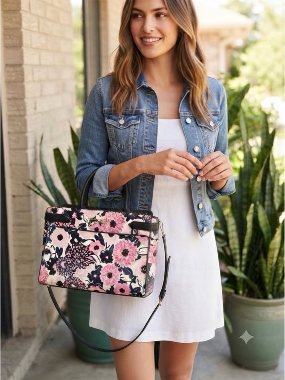 Kate Spade Staci Dahlia Floral Medium Satchel Pink Multi